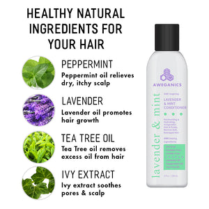 Aweganics Lavender Mint Hair Conditioner - AWE Inspiring Natural Aromatherapy Invigorating Purple Conditioner