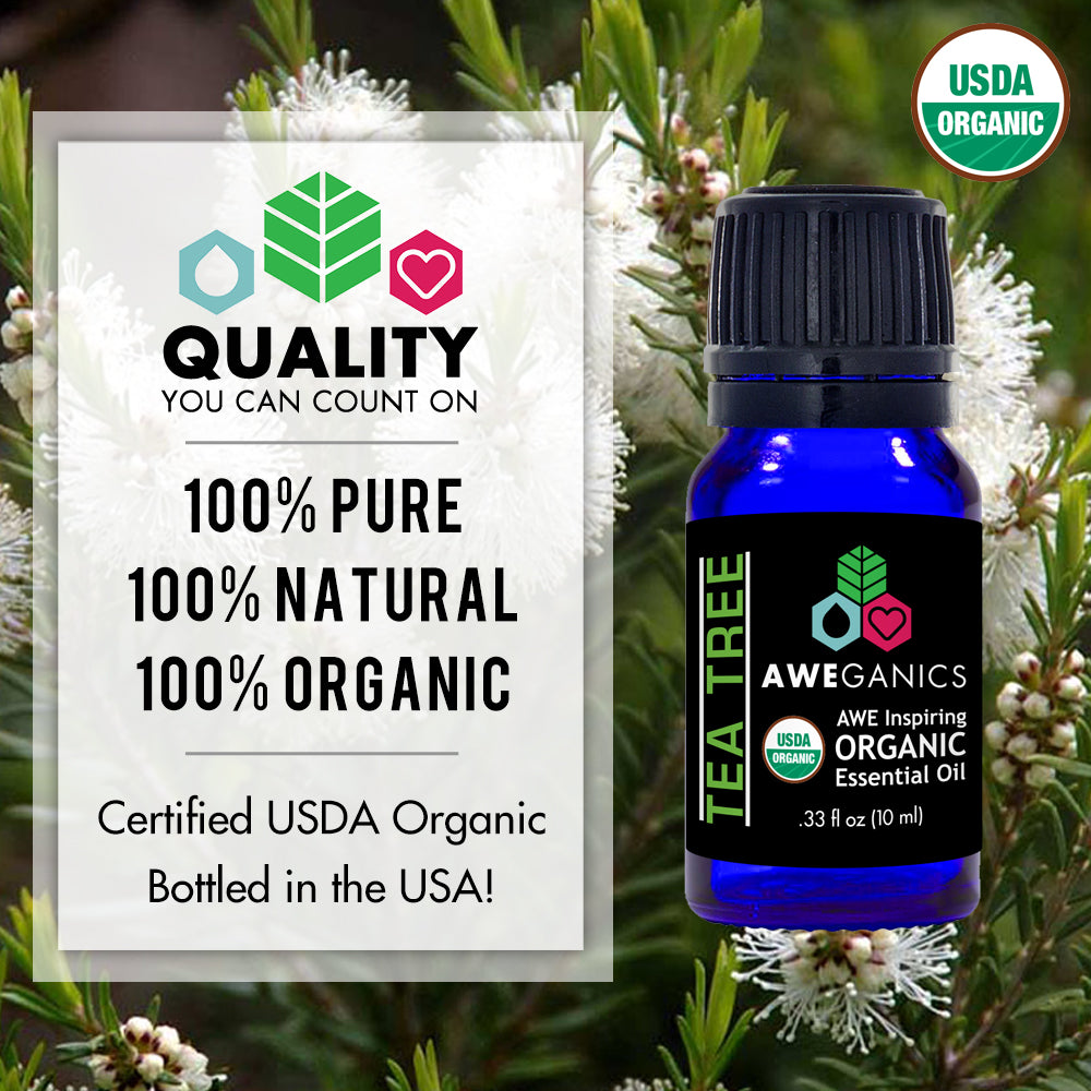 Alizé USDA Certified Organic Tea Tree Essential Oil, 100% Natural & Pure  Essential Oils for Diffusers for Home, Aromatherapy Oils, Diffuser Oils