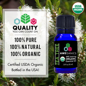 Tea Tree Essential Oil, 10 Ml, USDA Organic, 100% Pure & Natural Therapeutic Grade