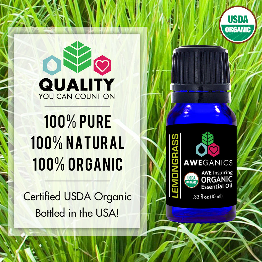 USDA Organic Lemongrass Essential Oil 100% Pure 10ml (1/3oz)
