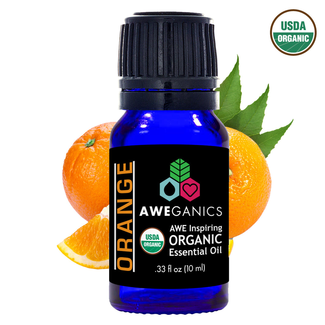 Orange Essential Oil, 10 Ml, USDA Organic, 100% Pure & Natural Therapeutic Grade