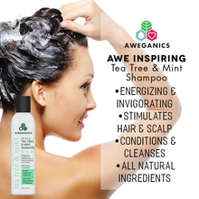Aweganics Tea Tree Mint Shampoo - AWE Inspiring Natural Aromatherapy Invigorating Peppermint Shampoo