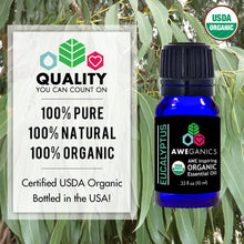 Eucalyptus Essential Oil, 10 mL, USDA Organic, 100% Pure & Natural Therapeutic Grade