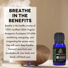 Eucalyptus Essential Oil, 10 mL, USDA Organic, 100% Pure & Natural Therapeutic Grade