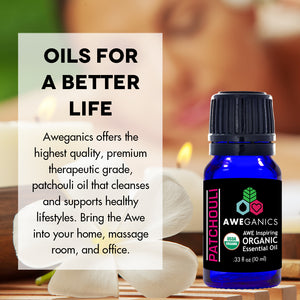 Patchouli Essential Oil, 10 Ml, USDA Organic, 100% Pure & Natural Therapeutic Grade Oils