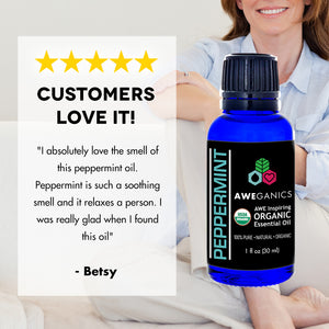 Peppermint Essential Oil, 1 Oz, USDA Organic, 100% Pure & Natural Therapeutic Grade
