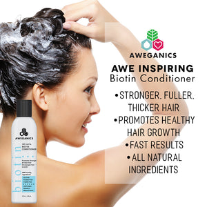 Aweganics Biotin Hair Growth Conditioner, AWE Inspiring Natural Thickening Volumizing Deep Conditioning Treatment for Hair Loss and Thinning Hair